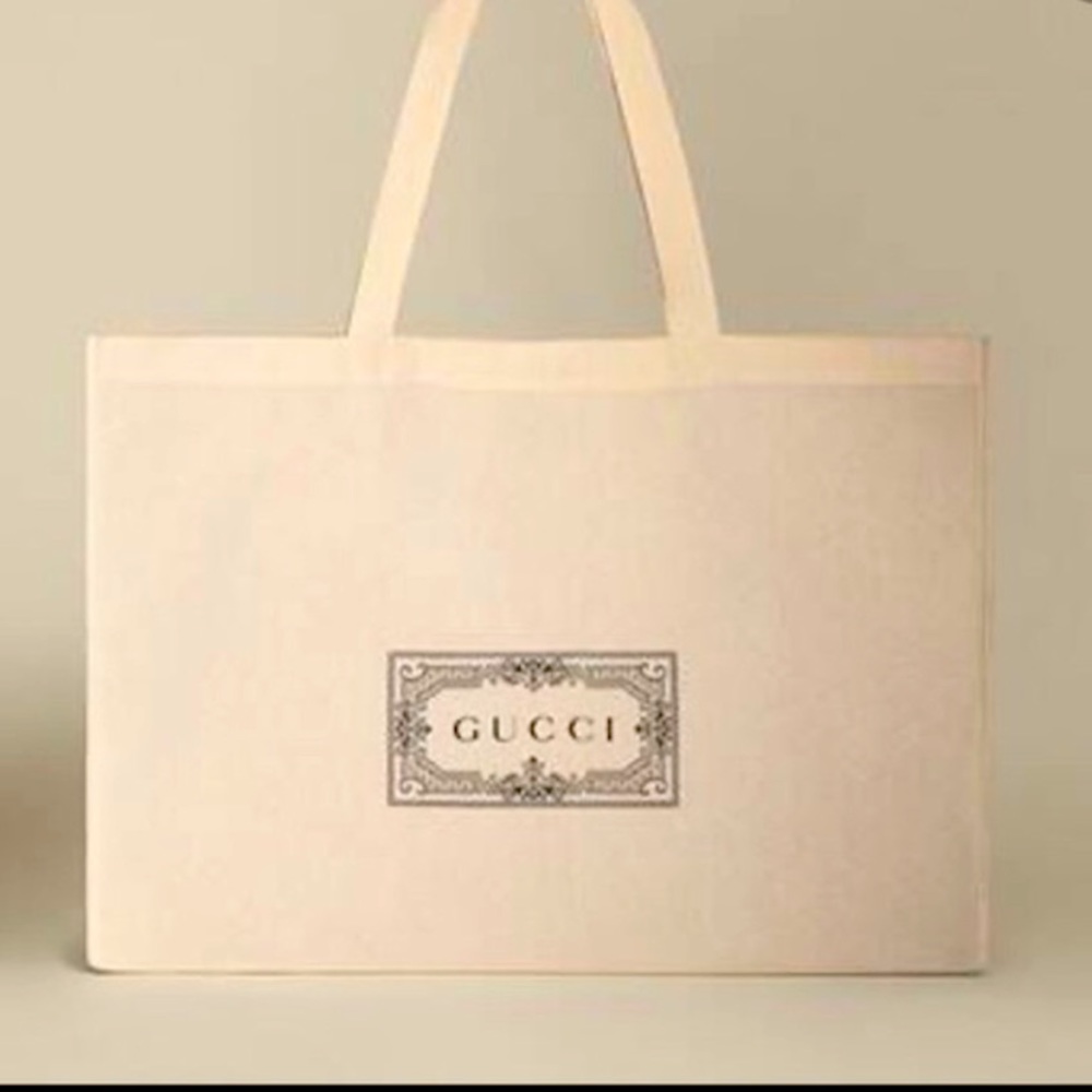 GUCCI COTTON CANVAS LARGE REUSABLE SHOPPERS TOTE + HANGER NWOT